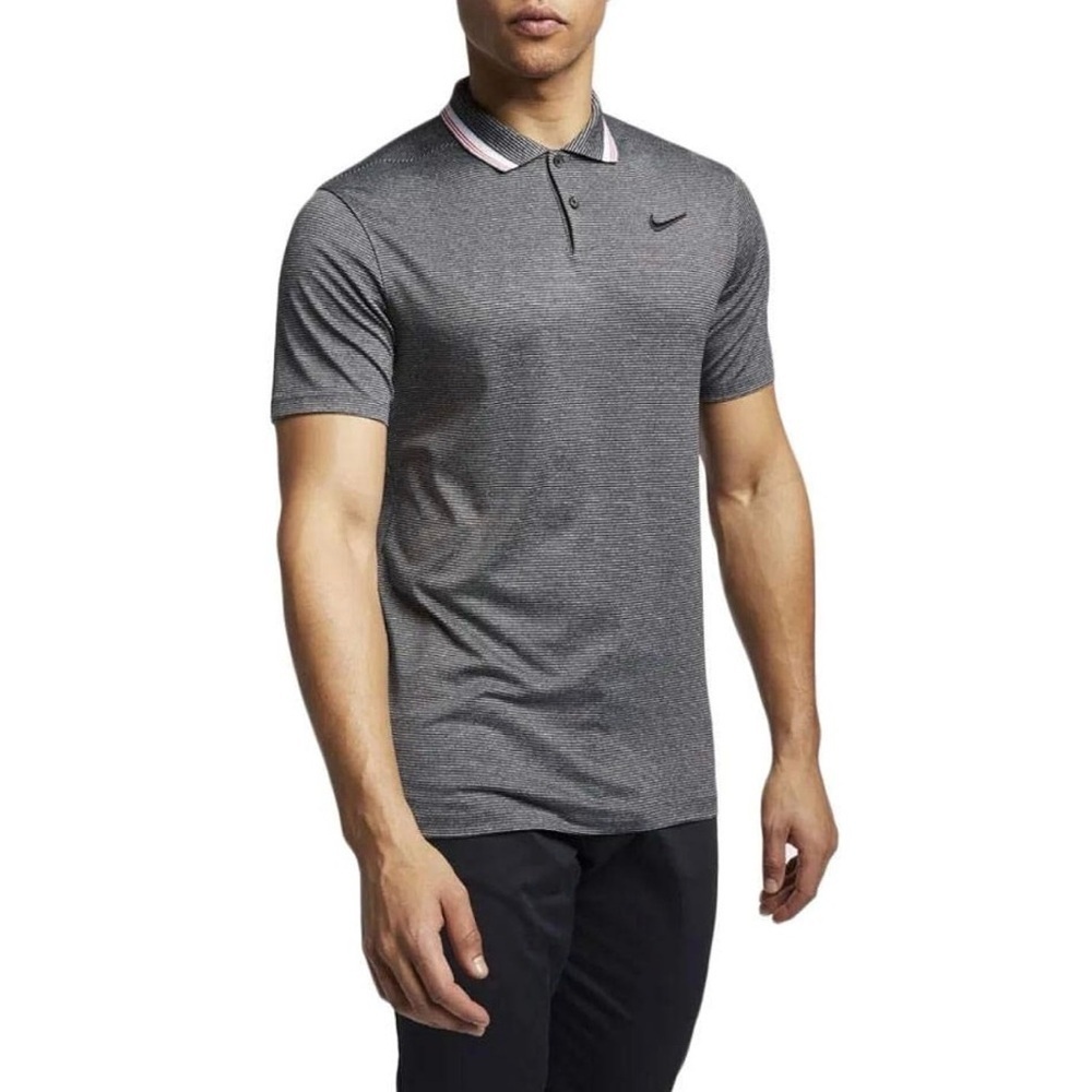 ❤️ Nike Dri-FIT Vapor Golf Polo Men’s Medium Gray Striped Performance Shirt